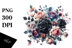 Colorfull Black Roses PNG Product Image 1