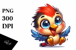 Colorful Baby Woodpecker Smiling | Sublimation | Clipart Product Image 1