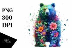 Abstract Vibrant Watercolor Bear PNG Product Image 1