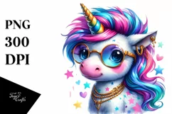 Cute Dressed Unicorn Clipart PNG Product Image 1
