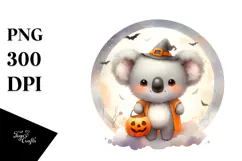 Cute Baby Koala on Cloud for Halloween PNG Product Image 1