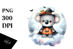 Cute Halloween Baby Koala on Moon PNG Product Image 1