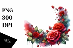 Vibrant Red Roses Watercolor | Sublimation | Clipart Product Image 1