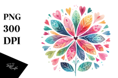 Pastel Watercolor Flower with Heart Petals, PNG Product Image 1
