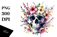 Grungy Skull Spring Flowers PNG Product Image 1