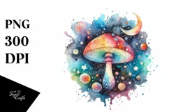 Colorful Watercolor Mushroom Splash | Sublimation Clipart Product Image 3