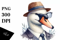 Funny Cute Swan Portrait Retro Clipart Product Image 1