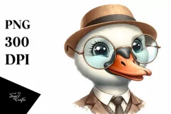 Funny Cute Swan Portrait Retro Clipart Product Image 1