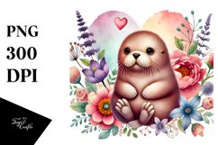 Boho Baby Walrus with Heart, PNG Product Image 1