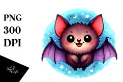 Funny Vibrant Watercolor Cute Bat Product Image 3