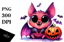 Funny Vibrant Watercolor Cute Bat Product Image 1