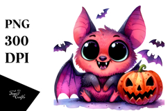 Funny Vibrant Watercolor Cute Bat Product Image 1