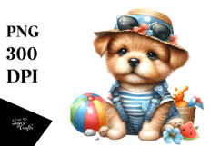 Cute Baby Puppy Dressed for the Beach, High-Res PNG Product Image 1