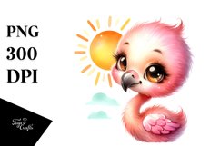 Colorful Watercolor Baby Flamingo with Sun | Sublimation | Product Image 3