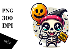 Cute Skeleton with Balloon PNG Product Image 1