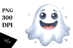 Funny Ghost Washed Watercolor PNG Product Image 1