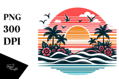 Retro Tropical Sunset, PNG Product Image 1