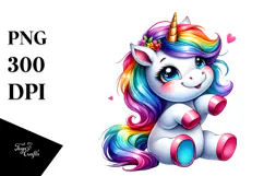 Joyful Baby Unicorn PNG Product Image 1