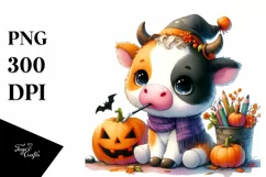 Simple Vibrant Baby Cow Halloween Drawing Sublimation Product Image 3