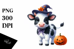 Simple Vibrant Baby Cow Halloween Drawing Sublimation Product Image 3