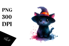 Vibrant Drawing of Baby Black Cat | Clipart Product Image 1
