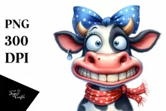 Cow Sublimation Clipart Crazy Funny Cow Portrait Product Image 3