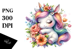 Watercolor Pastel Cute Baby Unicorn Hugging | Sublimation | Product Image 1