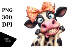 Cow Sublimation Clipart Crazy Funny Cow Portrait Product Image 3