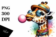 Colorful Giraffe Chewing Gum | Sublimation Clipart Product Image 1