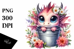 Watercolor Baby Dragon with Big Eyes Product Image 1