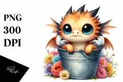 Watercolor Baby Dragon with Big Eyes Product Image 3