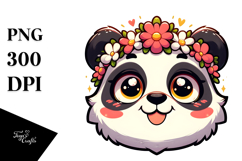 Goofy Panda with Flower Crown, PNG Product Image 1