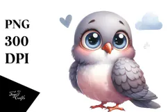 Dove with Big Eyes and Shy Smile | Sublimation | Clipart Product Image 1