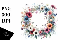 Colorful Floral Frame with Wild Flowers PNG Product Image 1