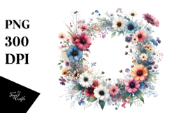 Colorful Floral Frame with Wild Flowers PNG Product Image 1