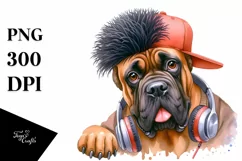 Mastiff Hip Hop Singer Watercolor Splash Product Image 3