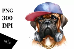 Mastiff Hip Hop Singer Watercolor Splash Product Image 3