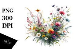 Watercolor Wild Colorful Flowers Horizontal Frame | Product Image 1