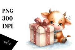 Baby Cow Winter PNG Product Image 1