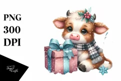 Baby Cow Winter PNG Product Image 3