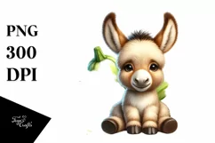 Funny Cute Baby Donkey with Zucchini | Sublimation | Clipart Product Image 1
