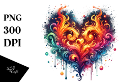 Colorful Fire Heart, Transparent PNG Product Image 1