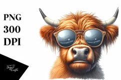 Cow Sublimation Clipart Highland Cow Portrait Product Image 1