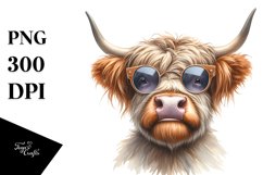 Cow Sublimation Clipart Highland Cow Portrait Product Image 1