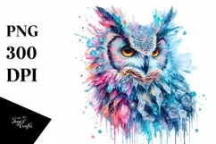 Artistic Owl with Ice Body, Vibrant PNG Product Image 1