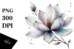 Magnolia with Metallic Insertions, Watercolor PNG Product Image 1