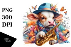 Colorful Baby Cow in Jazz Club PNG Product Image 3