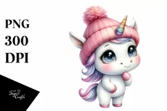 Watercolor Baby Unicorn | Clipart | Sublimation Product Image 4