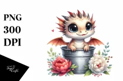 Watercolor Baby Dragon with Big Eyes Product Image 1