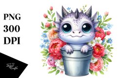 Watercolor Baby Dragon with Big Eyes Product Image 3